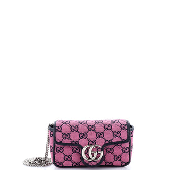 Gucci GG Marmont Flap Bag Diagonal Quilted GG Canvas Super Mini