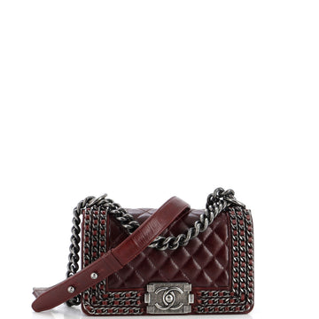 Chanel Chained Boy Flap Bag Quilted Glazed Calfskin Small