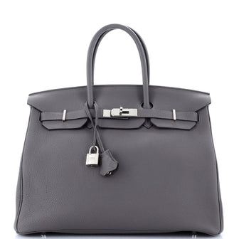 Hermes Birkin Handbag Grey Togo with Palladium Hardware 35