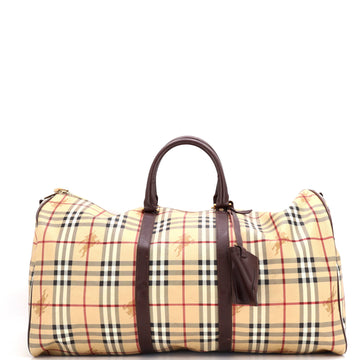 Burberry Convertible Weekend Duffle Bag Haymarket Coated Canvas Large