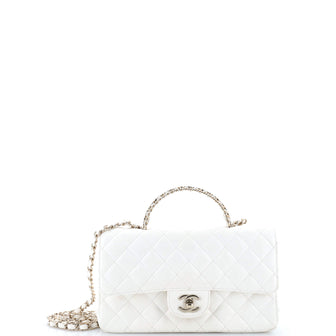 Chanel Crystal Chain Flap Top Handle Bag Quilted Lambskin Small