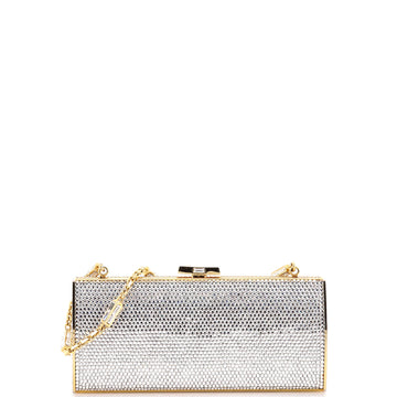 Judith Leiber Chain Minaudiere Box Clutch Crystal Small