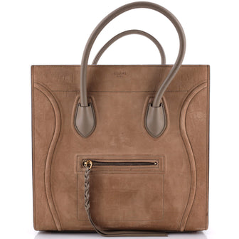 Celine Phantom Bag Crocodile Embossed Nubuck Medium