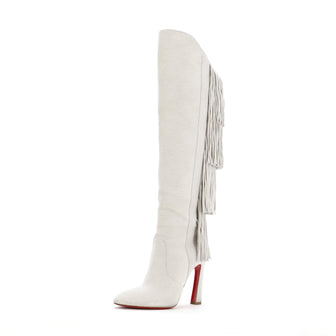Christian Louboutin Women's Lionne Fringe Boots Suede 100