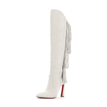 Christian Louboutin Women's Lionne Fringe Boots Suede 100