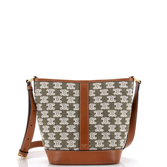 Celine Bucket Shoulder Bag Triomphe Canvas Small