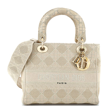 Christian Dior Lady D-Lite Bag Cannage Embroidered Canvas Medium