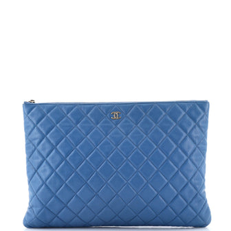 Chanel O Case Clutch Quilted Caviar Large