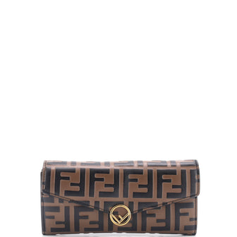Fendi F is Fendi Continental Chain Wallet Zucca Embossed Leather