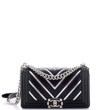 Chanel Boy Flap Bag Chevron Lambskin with Holographic PVC Old Medium