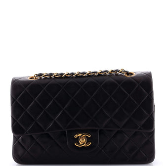 Chanel Vintage Classic Double Flap Bag Quilted Lambskin Medium