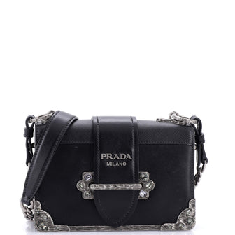 Prada Cahier Chain Crossbody Bag City Calf and Saffiano Small