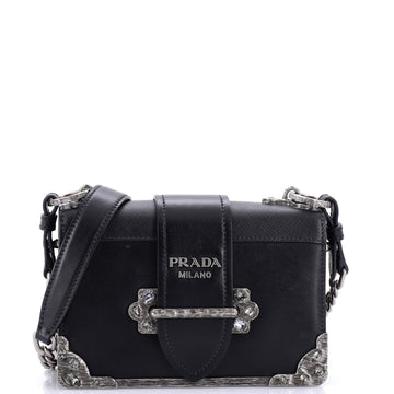 Prada Cahier Chain Crossbody Bag City Calf and Saffiano Small