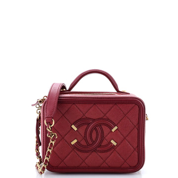 Chanel Filigree Vanity Case Quilted Caviar Small