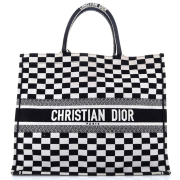 Christian Dior Book Tote Check Canvas Large