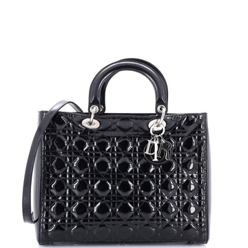 Christian Dior Lady Dior Bag Cannage Quilt Patent Large