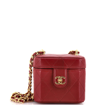 CC Turnlock Box Vanity Case with Chain Quilted Lambskin Mini