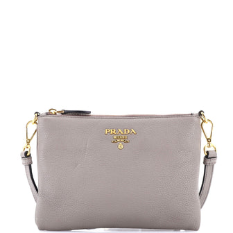 Prada Flat Zip Crossbody Bag Vitello Daino Mini