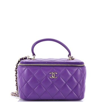 Chanel Classic Top Handle Vanity Case with Chain Quilted Lambskin Small