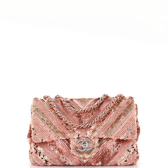 Chanel CC Flap Bag Chevron Sequins Mini