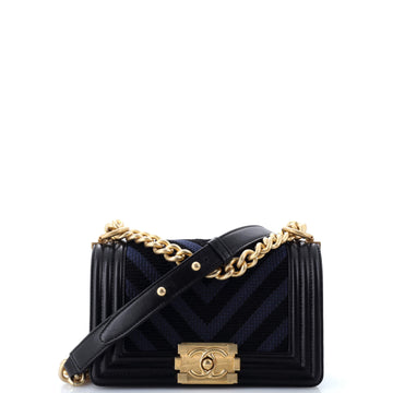 Chanel Boy Flap Bag Braided Chevron Calfskin and Lambskin Small