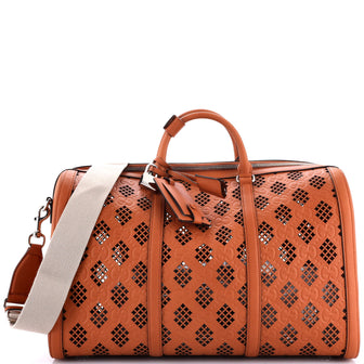 Gucci Convertible Duffle Bag GG Debossed Laser Cut Leather Large