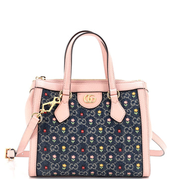 Gucci Ophidia Top Handle Tote Flower Embroidered GG Denim Small