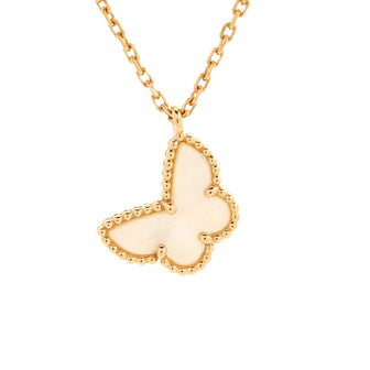 Van Cleef & Arpels Sweet Alhambra Butterfly Pendant Necklace 18K Yellow Gold and Mother of Pearl