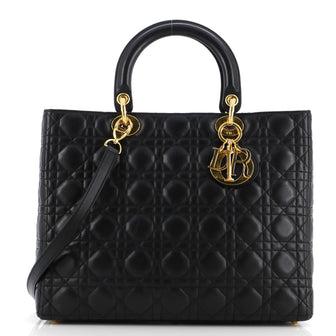 Christian Dior Vintage Lady Dior Bag Cannage Quilt Lambskin Large