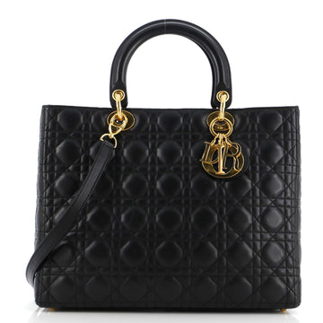 Christian Dior Vintage Lady Dior Bag Cannage Quilt Lambskin Large