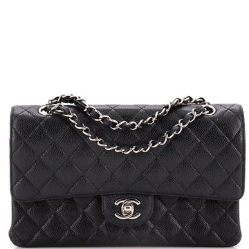 Chanel Vintage Classic Double Flap Bag Quilted Caviar Medium