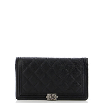 Chanel Boy Yen Wallet Quilted Caviar