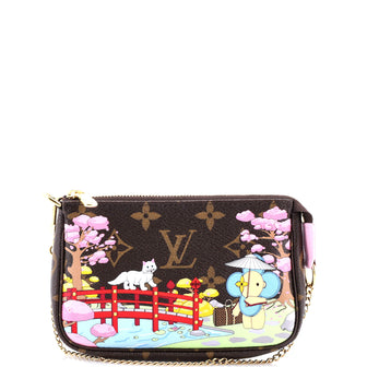 Louis Vuitton Pochette Accessoires Limited Edition Vivienne Xmas Monogram Canvas Mini