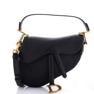Christian Dior Saddle Handbag with Strap Leather Medium
