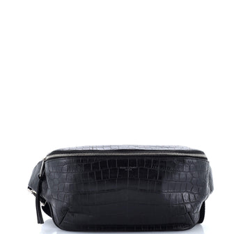 Saint Laurent Belt Bag Crocodile Embossed Leather
