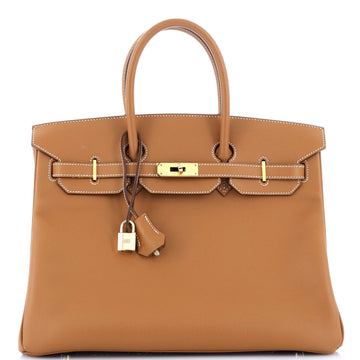 Hermes Birkin Handbag Brown Epsom with Gold Hardware 35