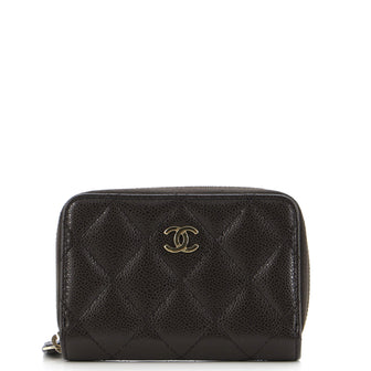 Chanel CC Zip Coin Purse Quilted Caviar Small