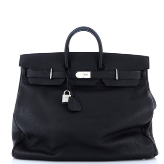 Hermes HAC Birkin Bag Black Togo with Palladium Hardware 50