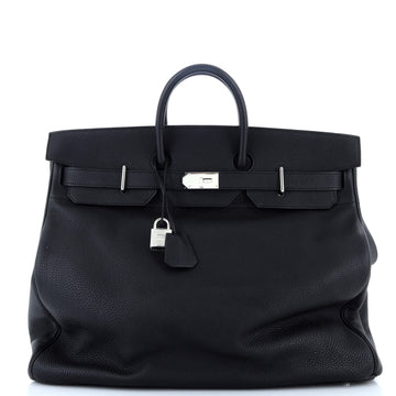 Hermes HAC Birkin Bag Black Togo with Palladium Hardware 50