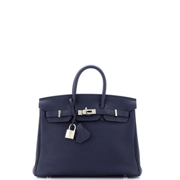 Hermes Birkin Handbag Blue Togo with Palladium Hardware 25