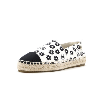 Chanel Women's Cap Toe Espadrilles Printed Canvas