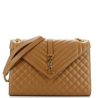 Saint Laurent Classic Monogram Envelope Satchel Mixed Matelasse Leather Large