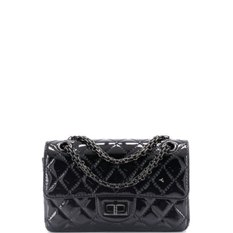 Chanel So Black Reissue 2.55 Flap Bag Quilted Patent Mini