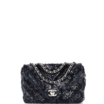 Chanel CC Flap Bag Chevron Sequins Mini