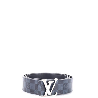 Louis Vuitton LV Initiales Reversible Belt Damier Cobalt and Leather Wide
