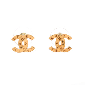 Chanel CC Paris Button Stud Earrings Metal