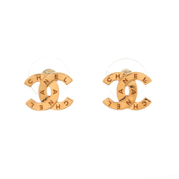 Chanel CC Paris Button Stud Earrings Metal