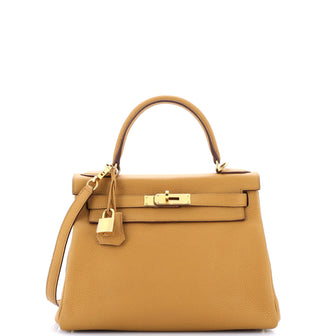 Hermes Kelly Handbag Brown Togo with Gold Hardware 28