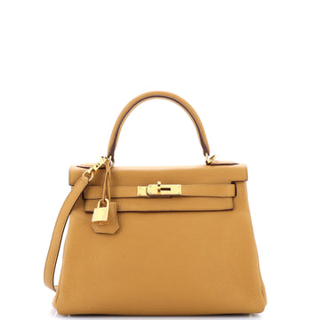 Hermes Kelly Handbag Brown Togo with Gold Hardware 28