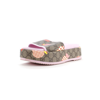 Gucci Women's Angelina Platform Slide Sandals Printed GG Coated Canvas